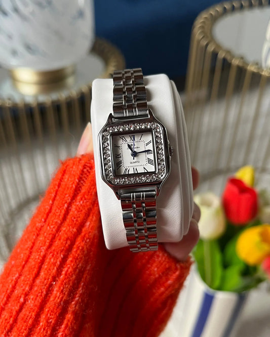 Montre "VICE CITY" · Argentée - Bleu Saphir