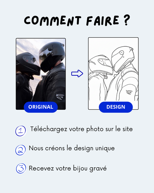 "ETERNEL" - Porte-clé rectangulaire gravé à partir d'une photo