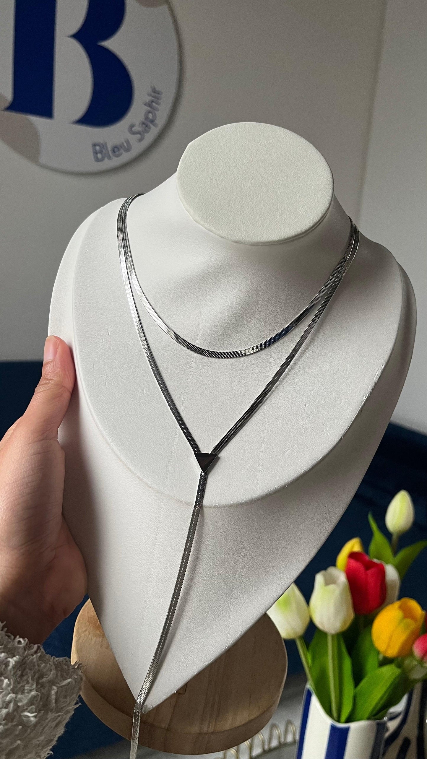 Collier "AMARA" (3 en 1) - Bleu Saphir