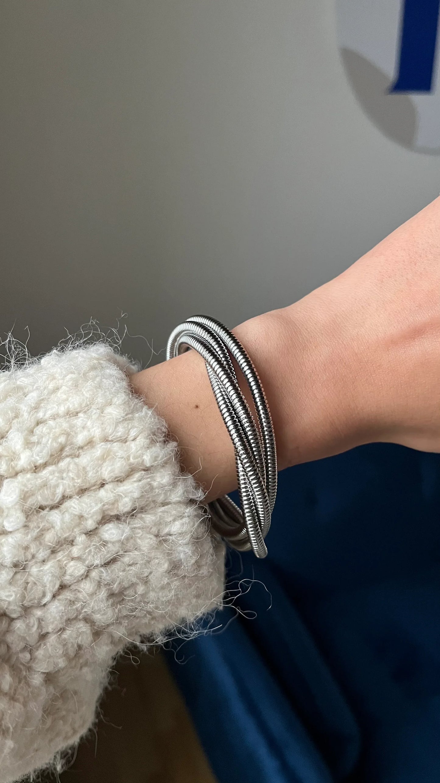 Bracelet Jonc « ASSA » • Argenté - Bleu Saphir