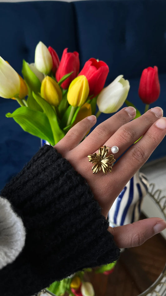 Bague "CAMÉLIA" - Bleu Saphir