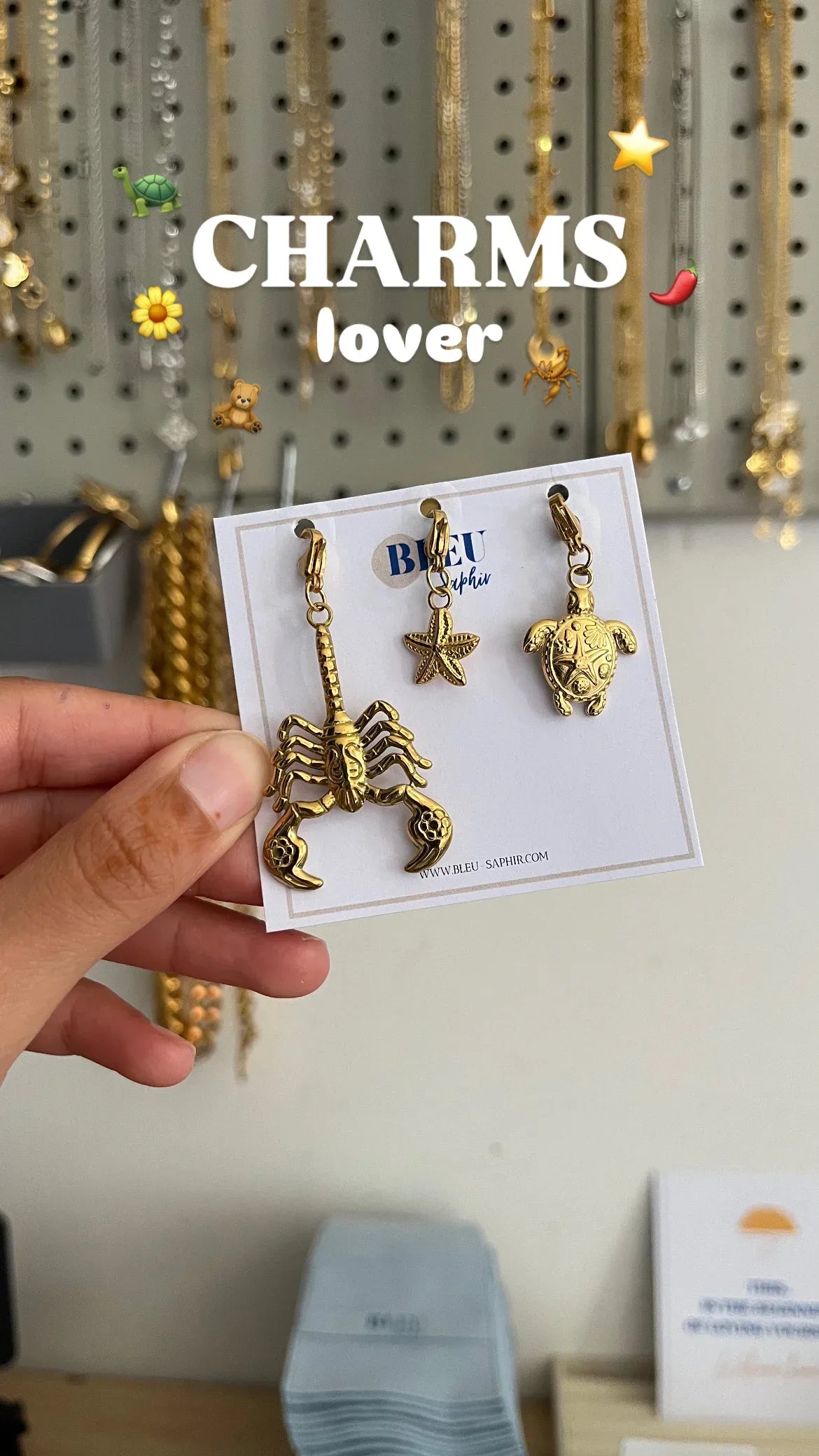 Charm(s) unique et mousqueton 🐢 - Bleu Saphir