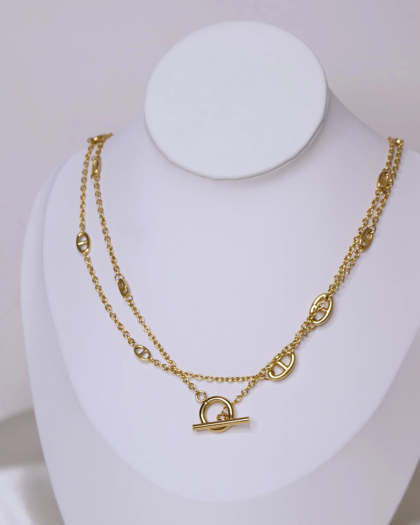 Collier "RIVOR" · Doré - Bleu Saphir