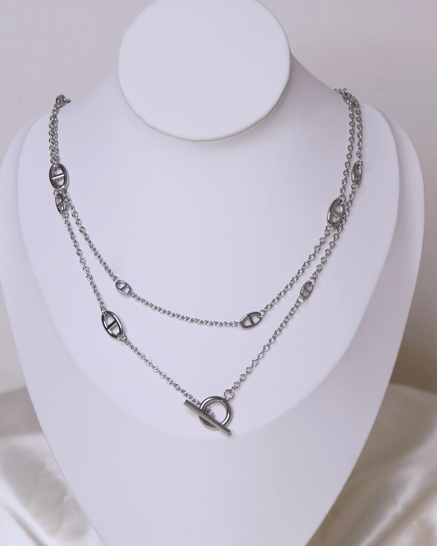 Collier "RIVOR" · Argenté - Bleu Saphir