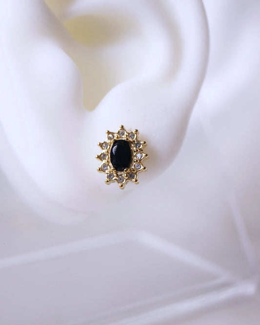 Boucles d'oreilles "BUCKINGHAM" · Noires - Bleu Saphir