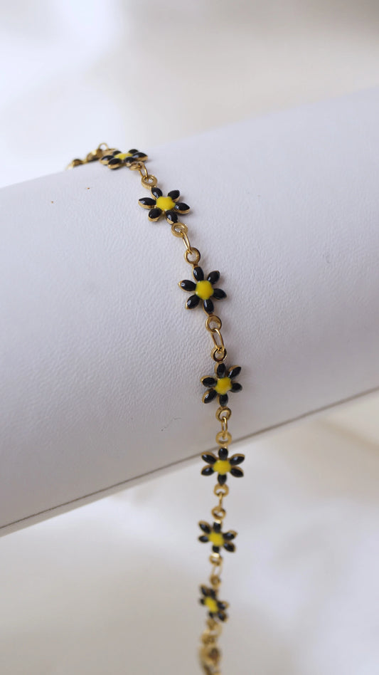 Bracelet "MARGUERITE" · Noir - Bleu Saphir