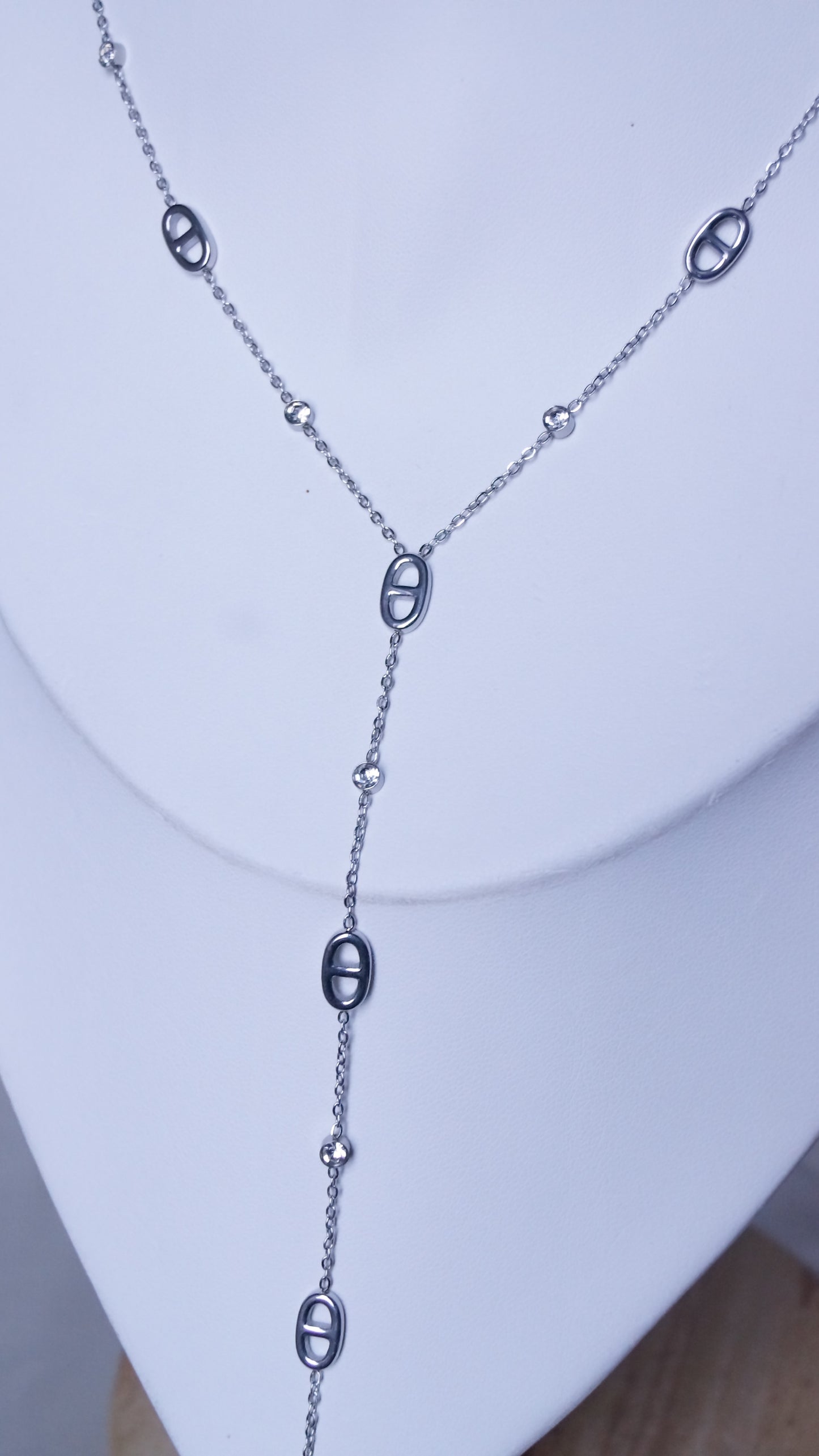 Collier CAROLINA Bleu Saphir emballage cadeau bijou acier inoxydable