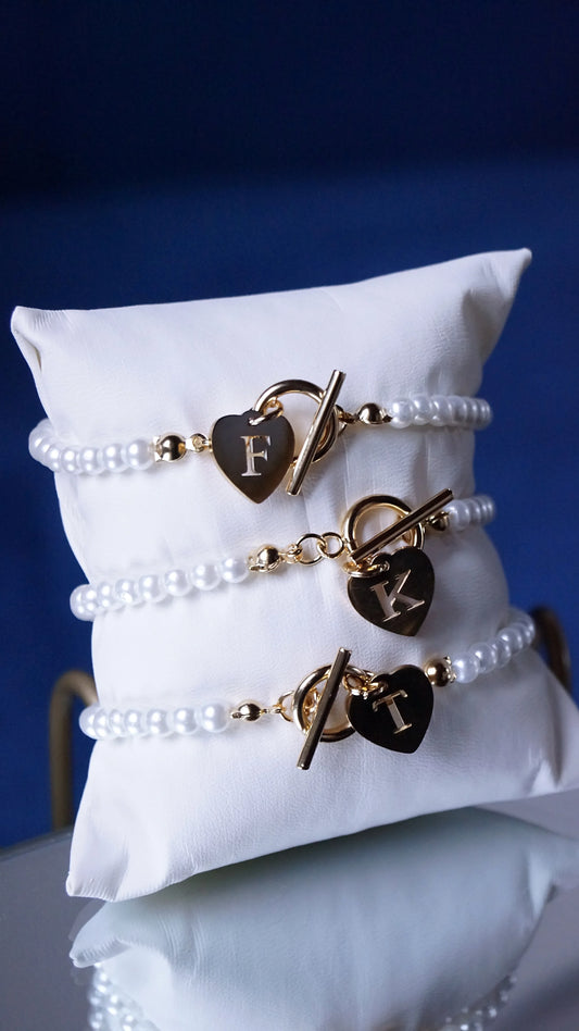 Bracelet "PERLA" · Lettres initiales breloques personnalisées - Bleu Saphir