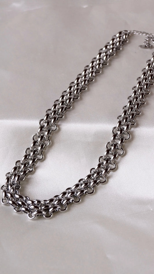 Collier "FANY" · Argenté - Bleu Saphir