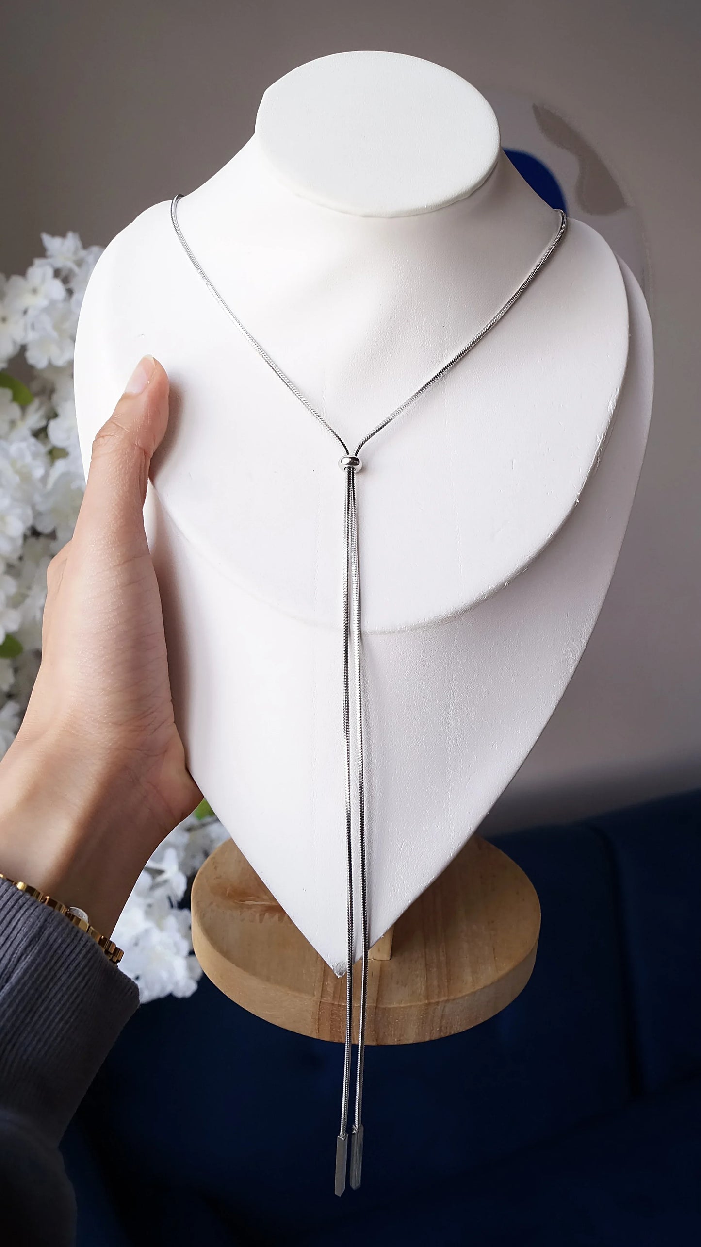 Collier "BOBBY" · Argenté - Bleu Saphir