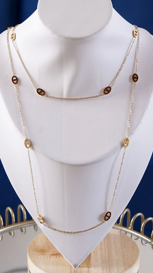 Collier sautoir "CLARA" · Doré - Bleu Saphir