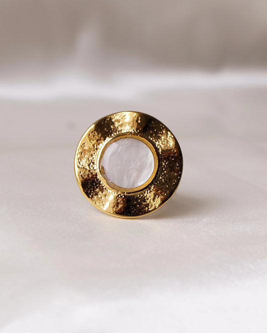 Bague "SOLEIL NACRÉ" - Bleu Saphir