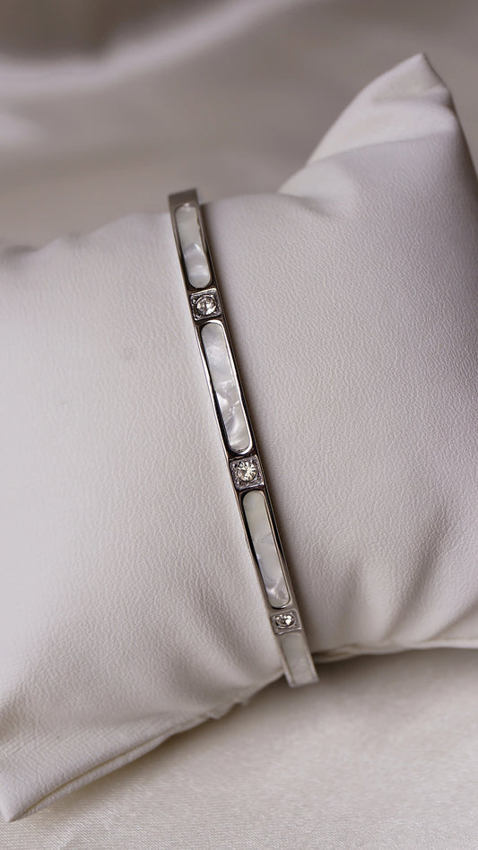 Bracelet jonc "LUXURY" · argenté - Bleu Saphir