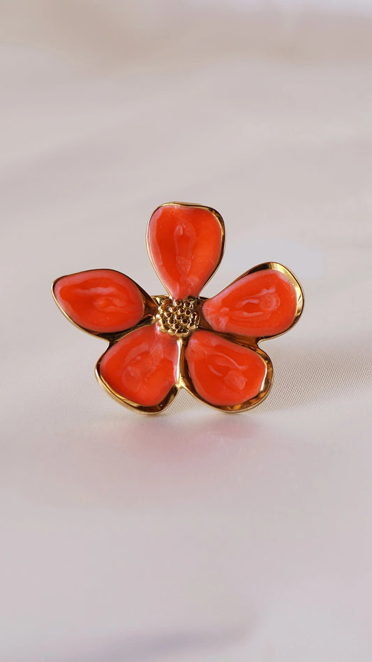 Bague "ROSY" · Rouge/orangé - Bleu Saphir