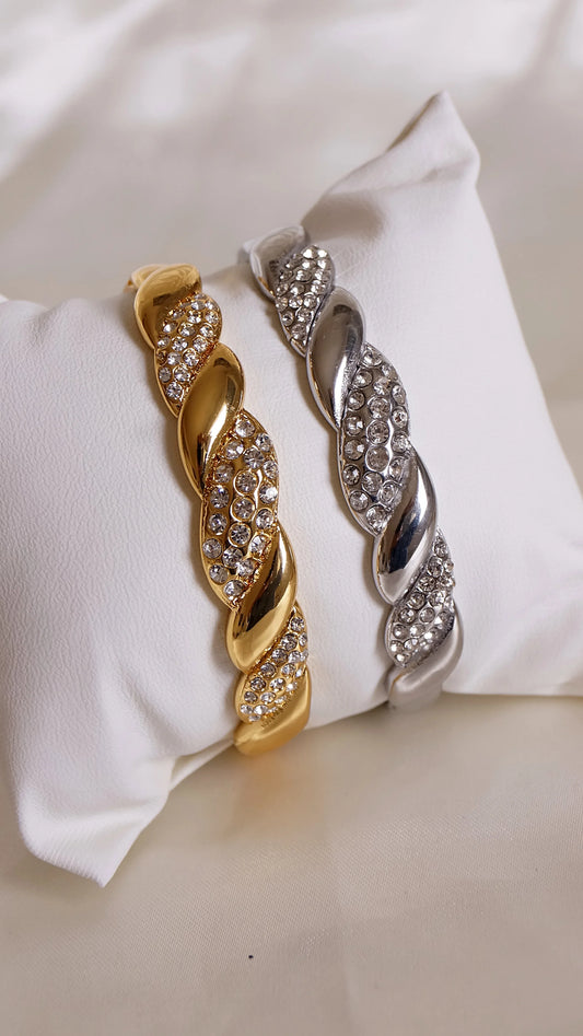 Bracelet Jonc "TORSADE" - Bleu Saphir