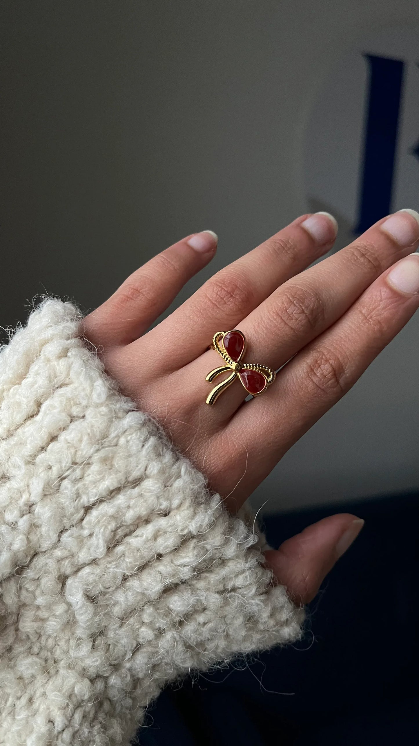 Bague « NOEUD » • Rouge bordeaux - Bleu Saphir