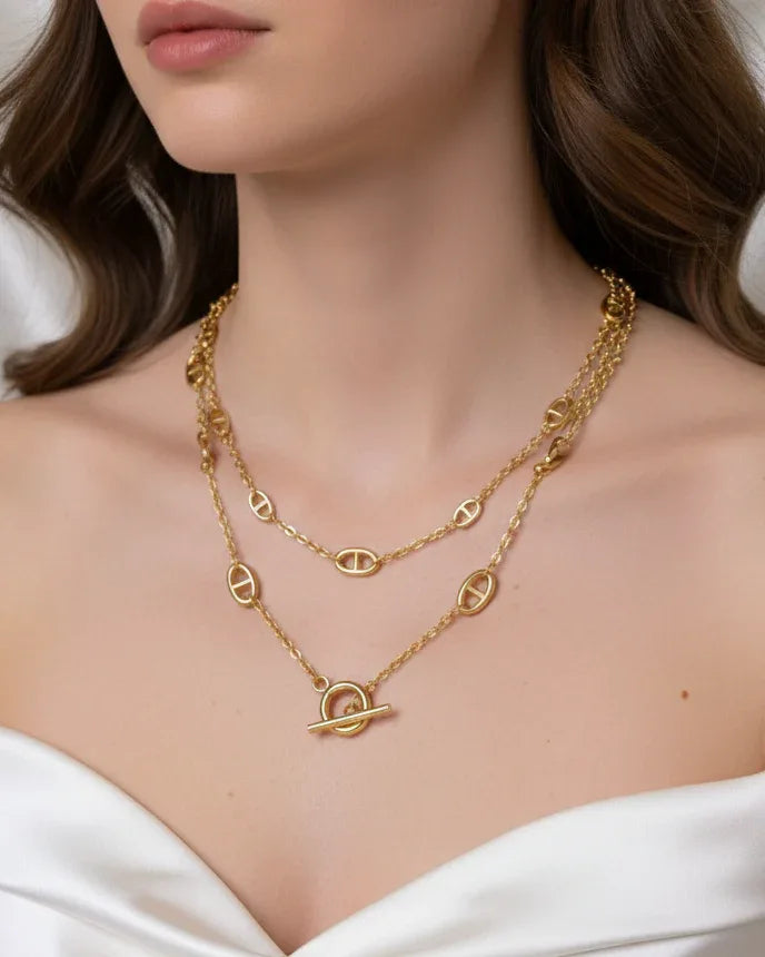 Collier "RIVOR" · Doré - Bleu Saphir