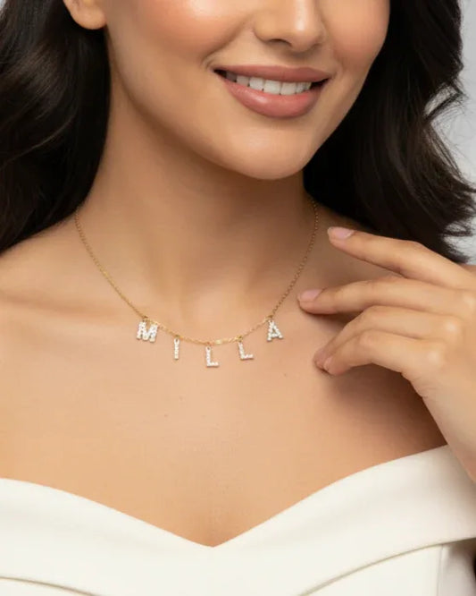 INOUBLIABLE • Collier personnalisé strass - Bleu Saphir