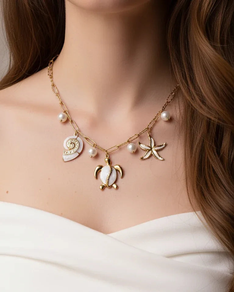 Collier "SOLEIL NACRÉ" - Bleu Saphir
