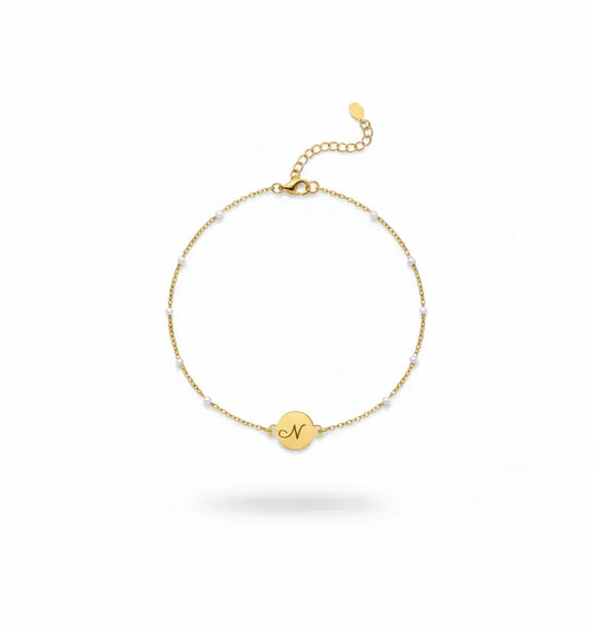 Bracelet "BABY" personnalisé avec médaillon gravé - Bleu Saphir