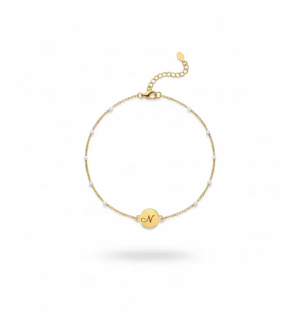 Bracelet "BABY" personnalisé avec médaillon gravé - Bleu Saphir