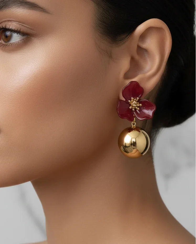 Boucles d'oreilles "AMBRINE" · rouge/bordeau - Bleu Saphir