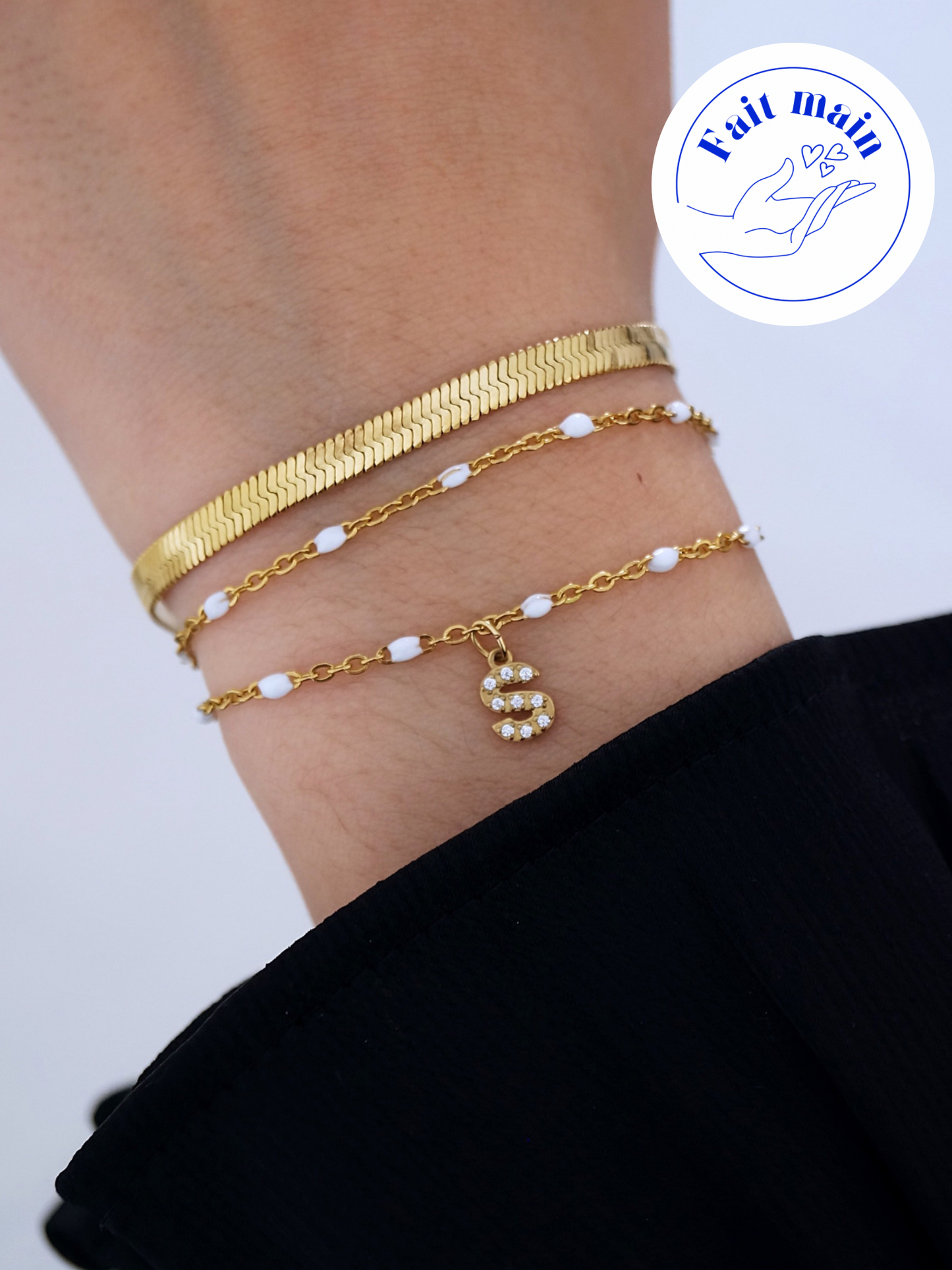 DUO · Bracelet personnalisé initiales strass