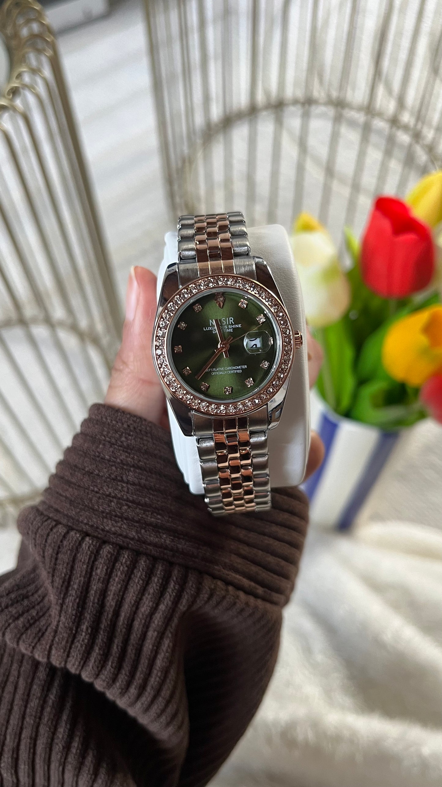 Montre "SARAH" · Fond Vert 💶 (édition limitée)