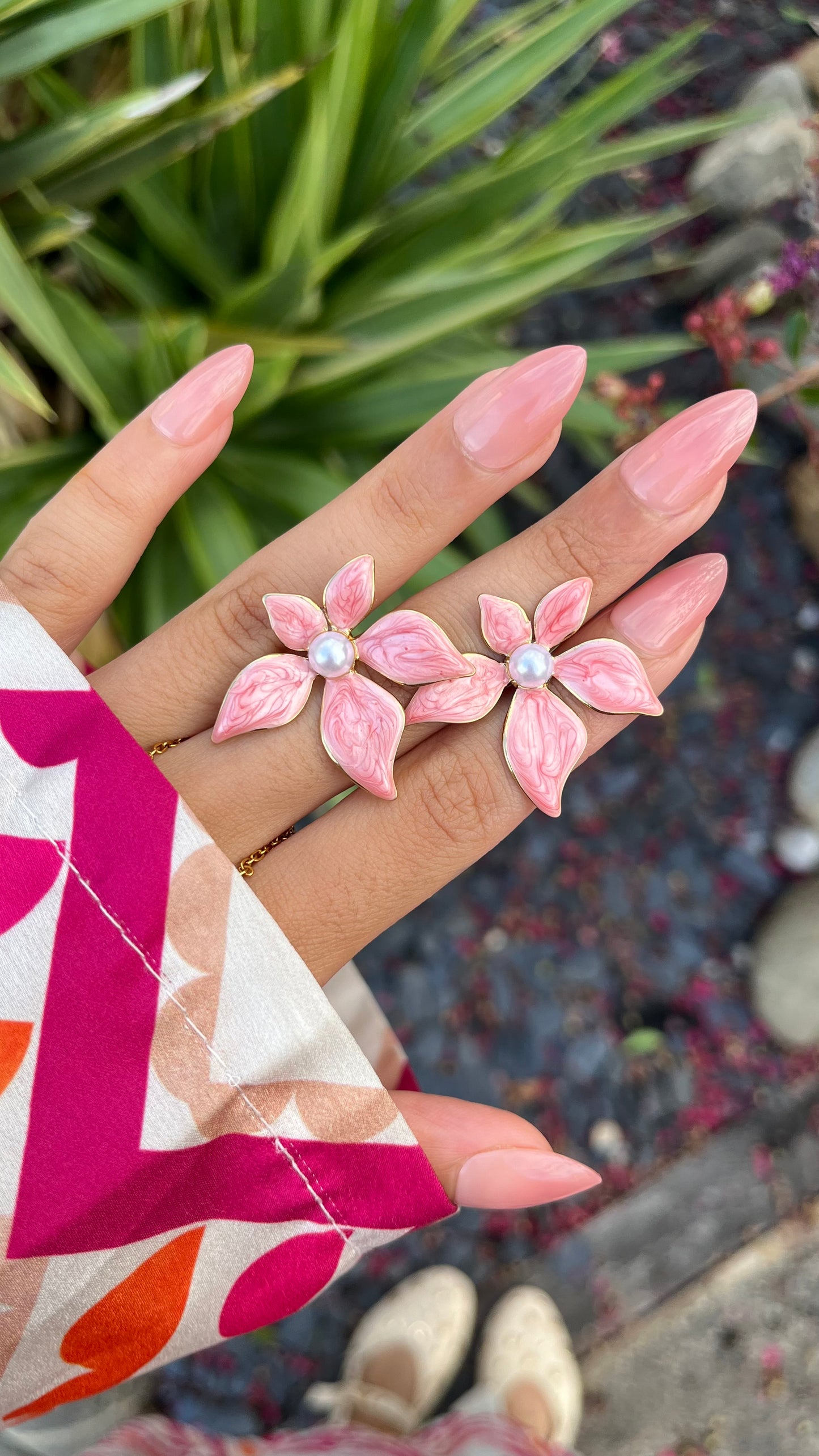 Boucles d'oreilles "FLOWER" · Rose pêche