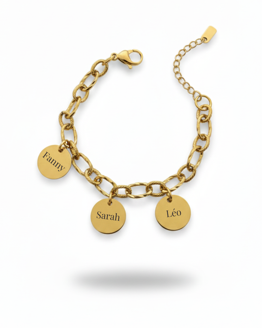 Bracelet "PASSION" personnalisé avec médaillons gravés