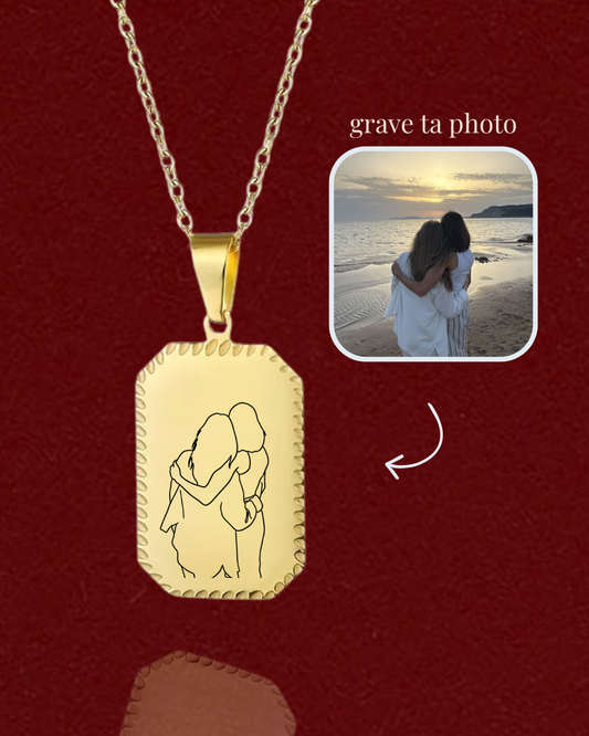 Collier "COUP DE FOUDRE"  gravé à partir d'une photo