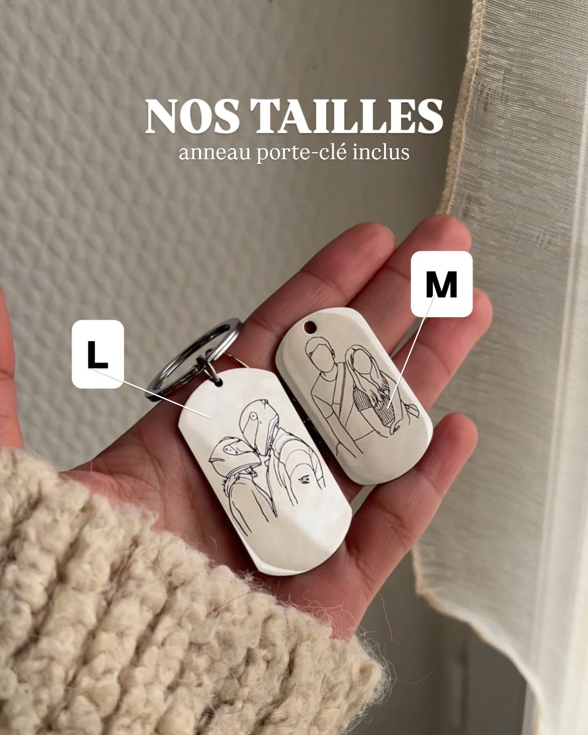 "ETERNEL" - Porte-clé rectangulaire gravé à partir d'une photo