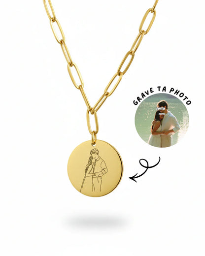 Collier "EVIDENCE" gravé à partir d'une photo - Bleu Saphir