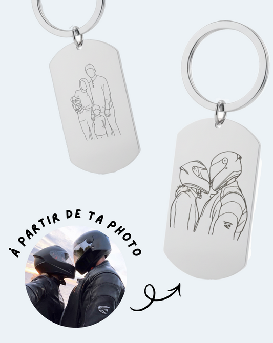 "ETERNEL" - Porte-clé rectangulaire gravé à partir d'une photo