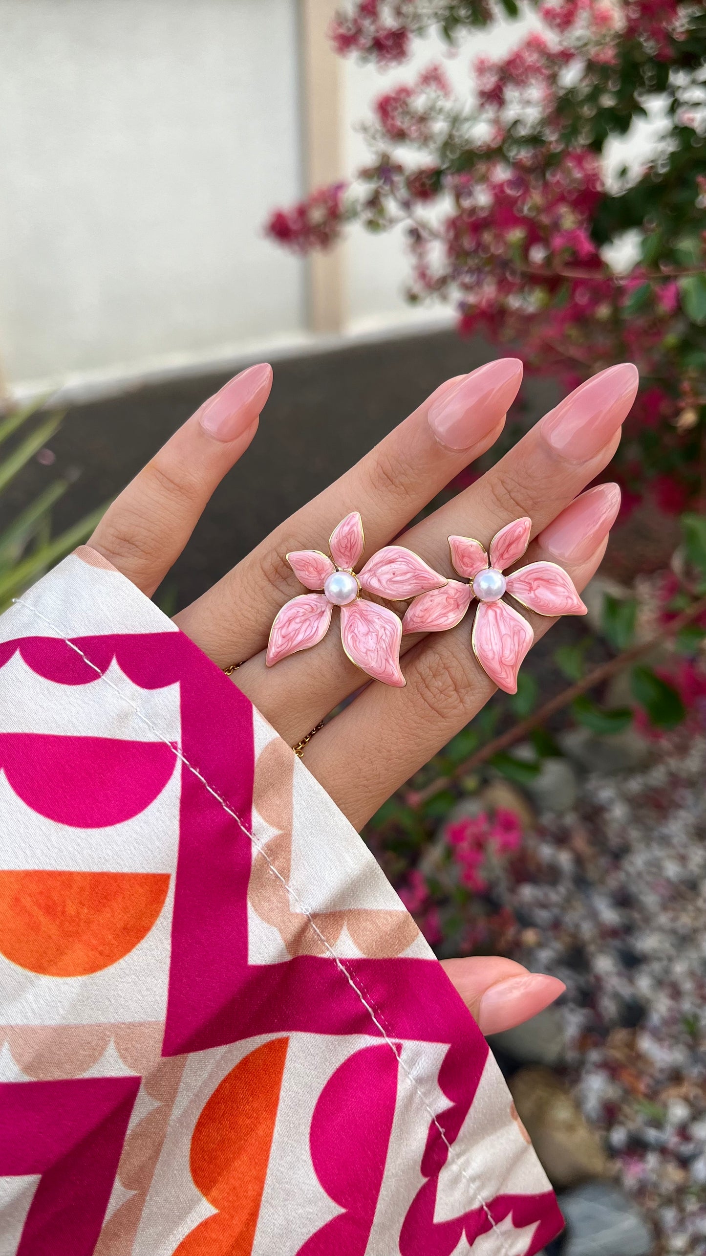 Boucles d'oreilles "FLOWER" · Rose pêche