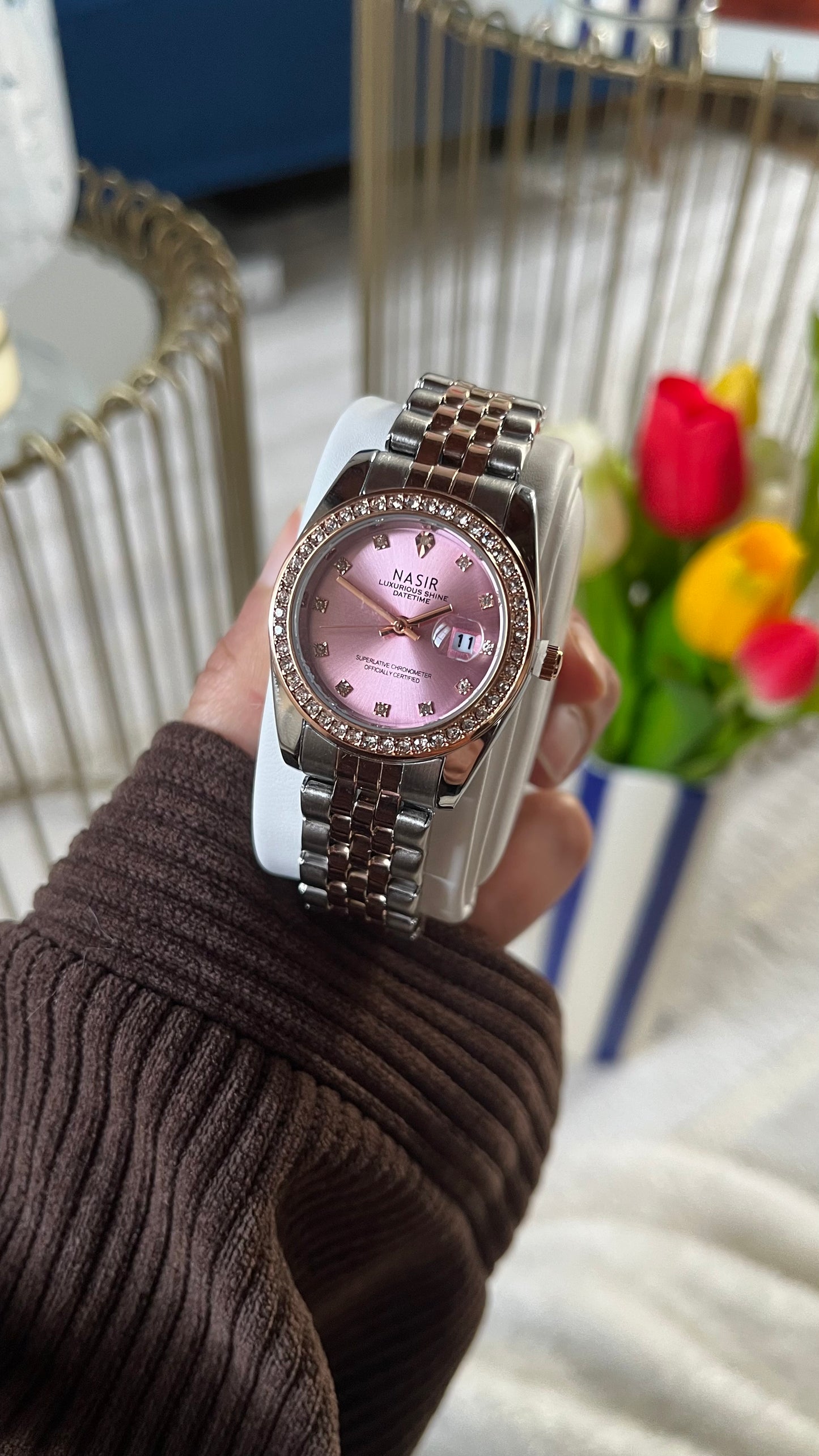 Montre "SARAH" · Fond Rose 🎀 (édition limitée)