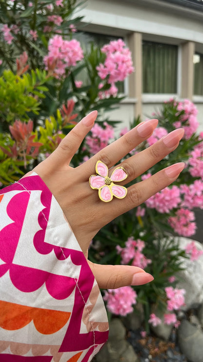 Bague "ROSY" · Rose - Bleu Saphir