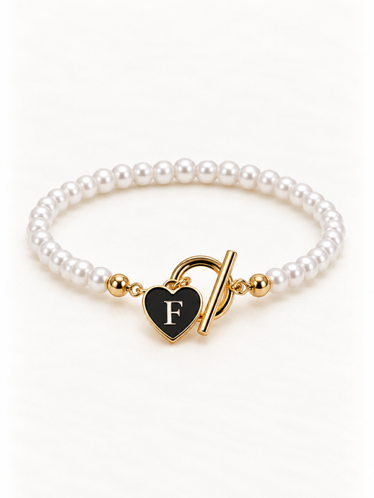 Bracelet "PERLA" · Lettres initiales breloques personnalisées