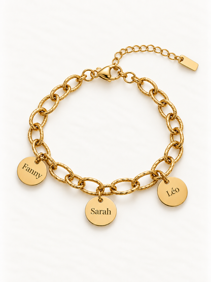 Bracelet "PASSION" personnalisé avec médaillons gravés