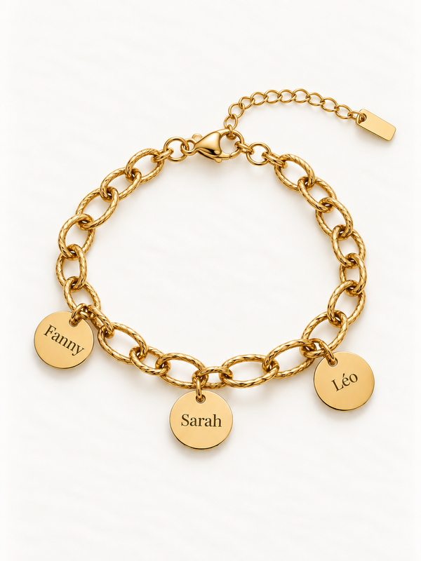 Bracelet "PASSION" personnalisé avec médaillons gravés