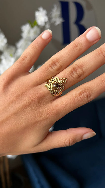 Bague "COURONNE" - Bleu Saphir