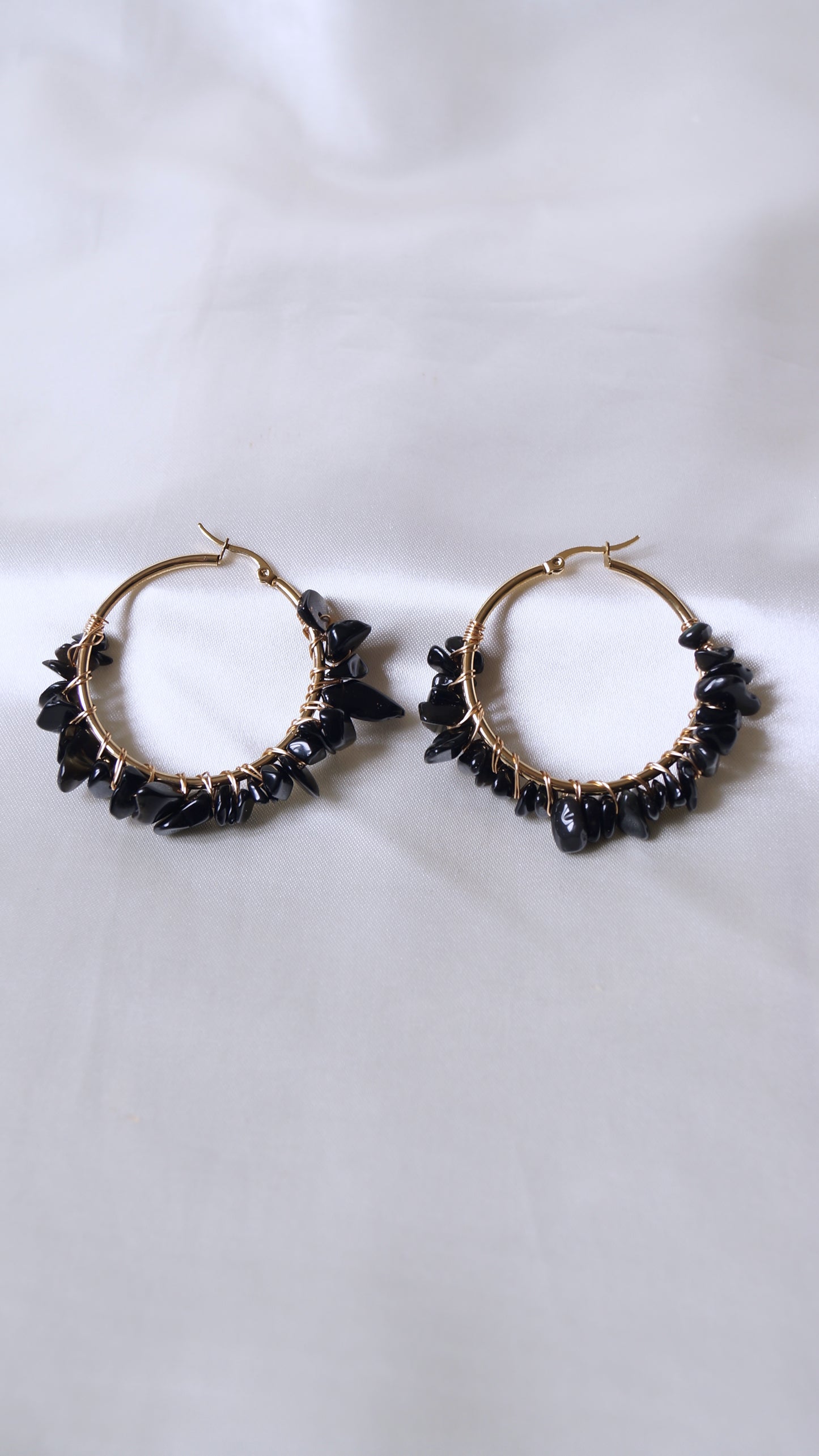 Boucles d'oreilles "SUMMER" · Noir Obsidienne