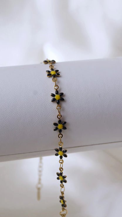 Bracelet "MARGUERITE" · Noir - Bleu Saphir