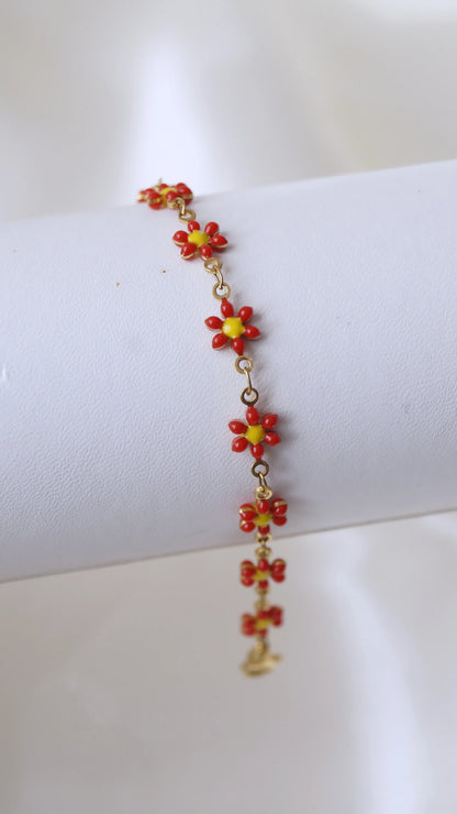 Bracelet "MARGUERITE" · Rouge - Bleu Saphir