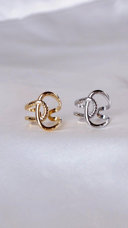 Bague "GRANDE" texturée - Bleu Saphir