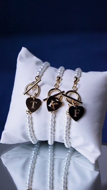 Bracelet "PERLA" · Lettres initiales breloques personnalisées - Bleu Saphir