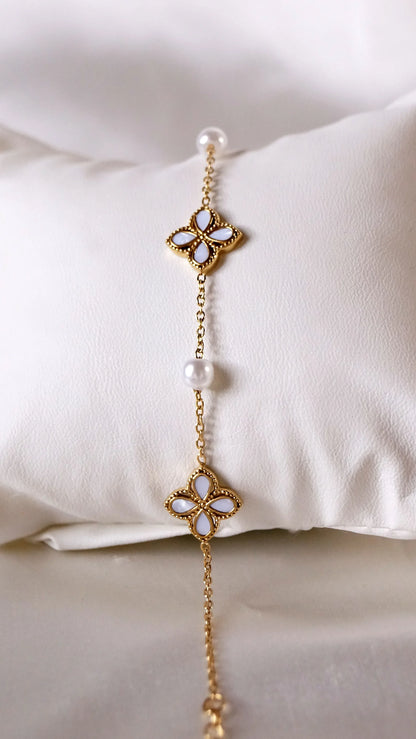 Bracelet "MARIA" perlé - Bleu Saphir