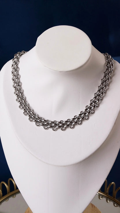 Collier "FANY" · Argenté - Bleu Saphir