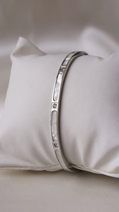 Bracelet jonc "LUXURY" · argenté - Bleu Saphir