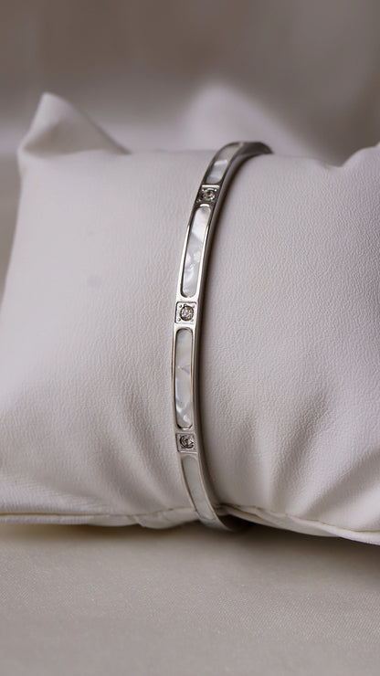 Bracelet jonc "LUXURY" · argenté - Bleu Saphir